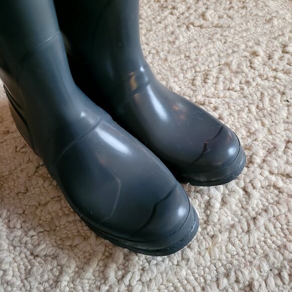 Hunter Glossy Gray Tall Rainboots Sz 9 - Picture 5 of 6
